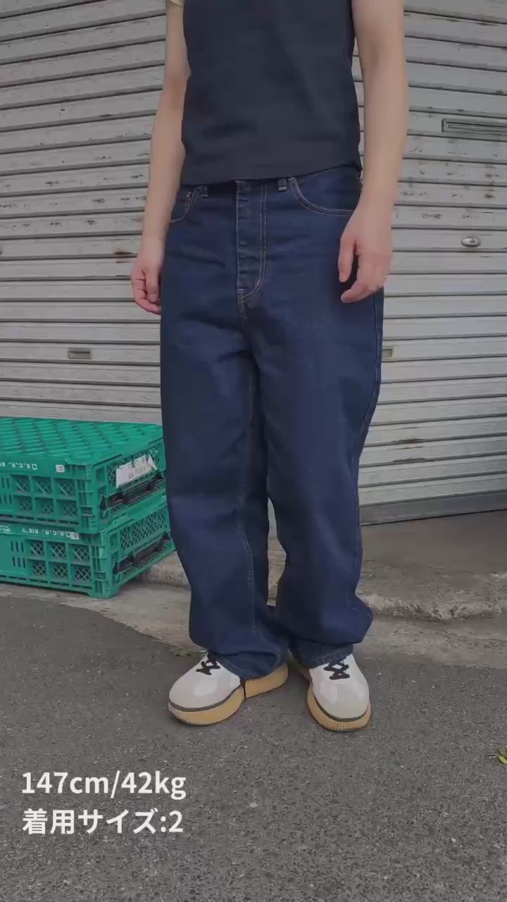 【indigo】wide straight jeans
